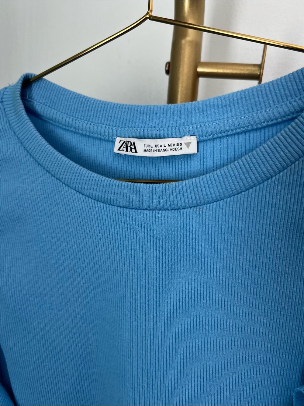 ZARA Ribbed Ruffle Sleeve Top Size L - Picture 5 of 6